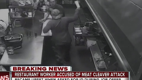 Man attacks employees with meat cleaver after being asked to show identification