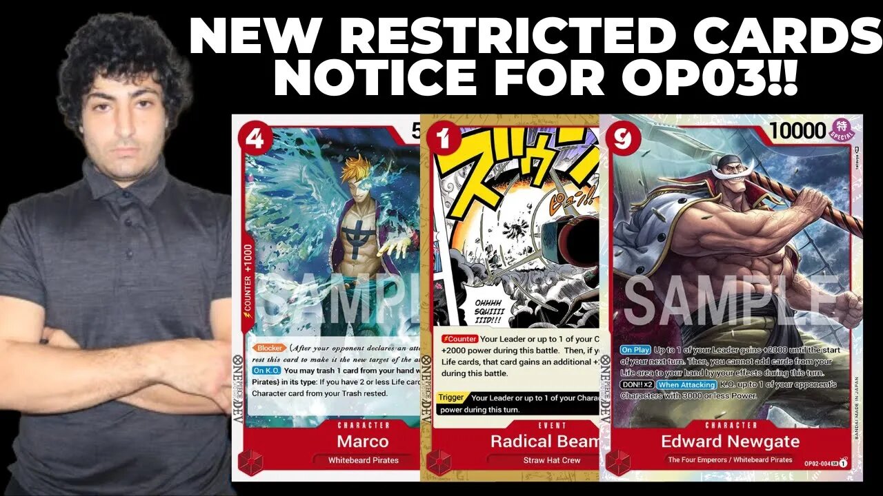 One Piece Card Game: Banned/Restricted Cards Updated for OP03 | Whitebeard, Marco & Radical Beam Hit