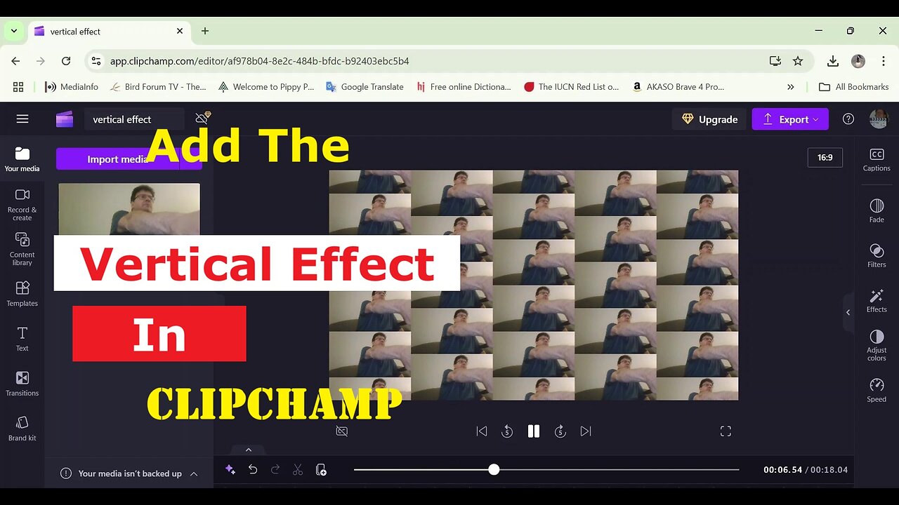 Add The Vertical Effect In Clipchamp