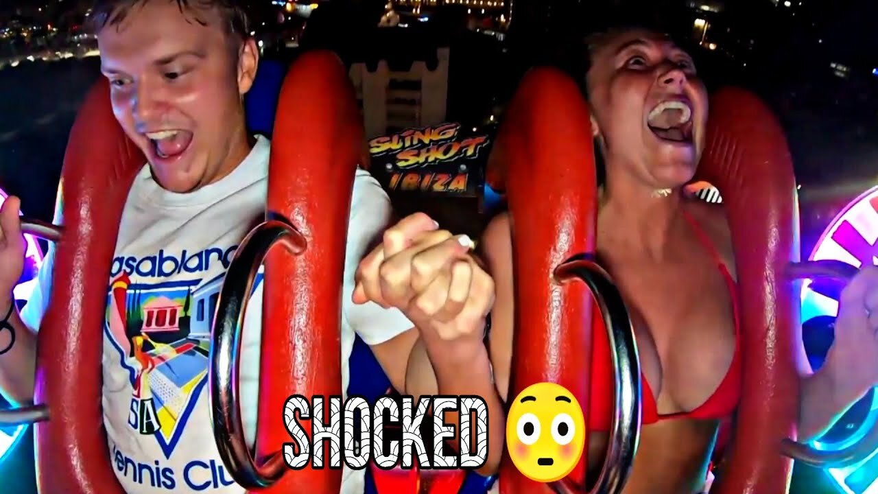 Slingshot ride Girls Reaction Best Reactions caught in camera