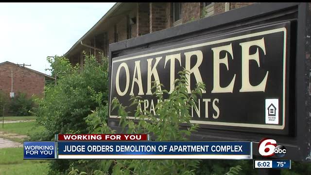 Judge orders demolition of troubled Oaktree Apartments on Indy's far eastside