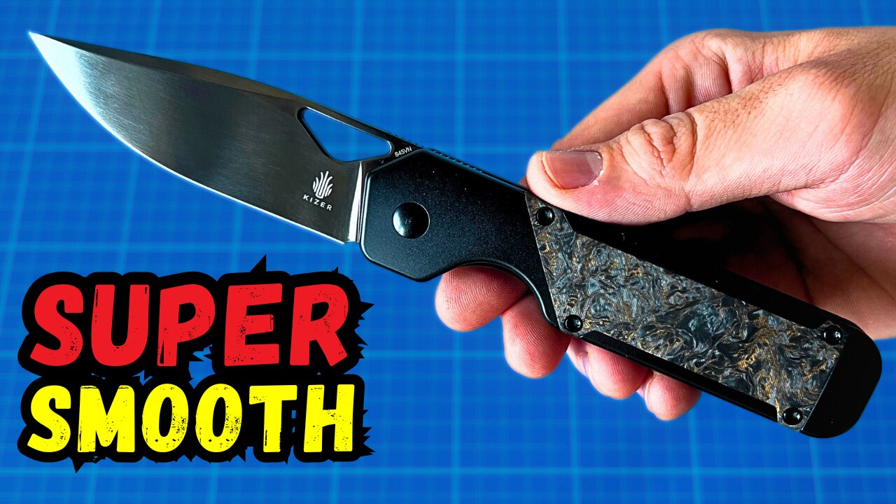 Kizer Militaw - Dark Matter Fatcarbon, S45VN Blade, Mirror Polished DLC & Titanium Bolsterlock