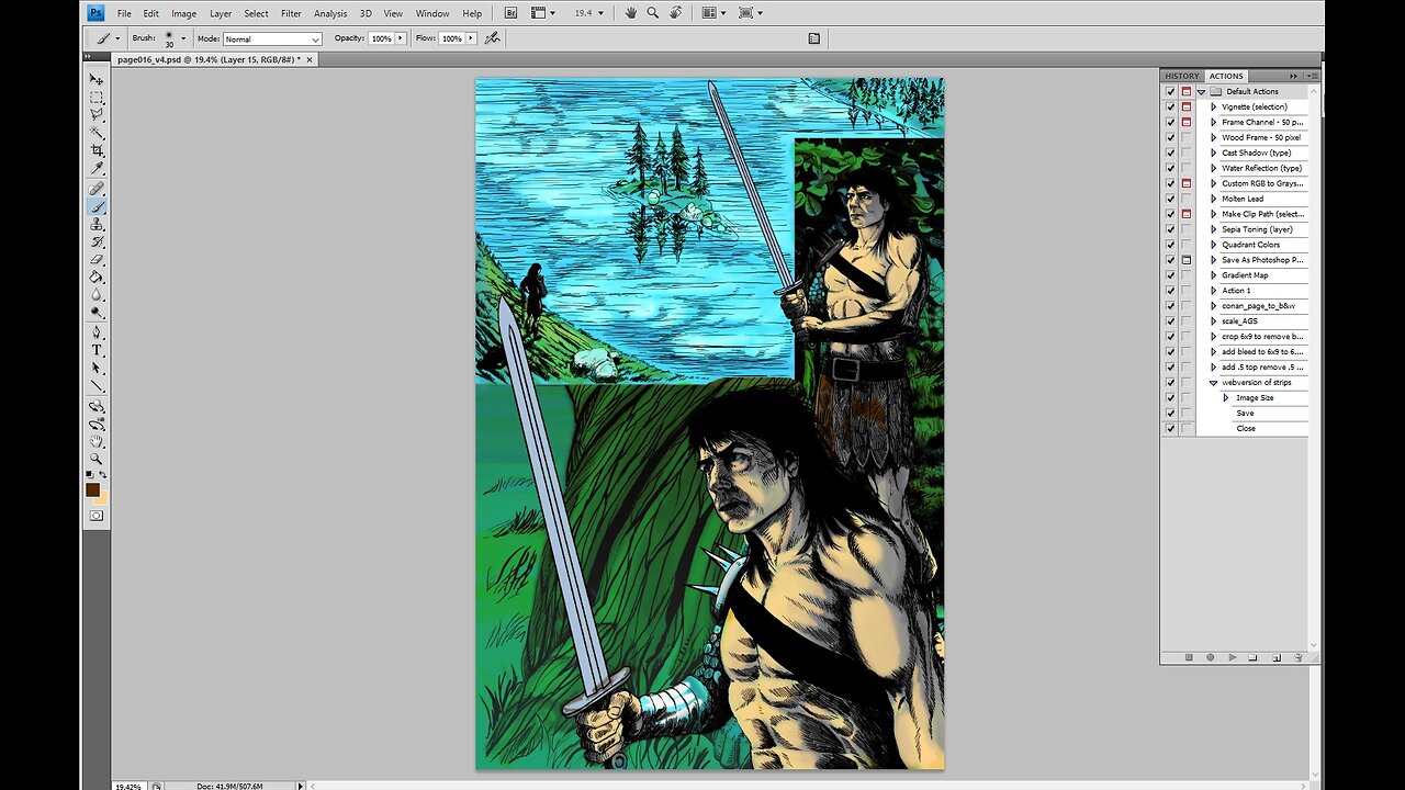 Colouring a comic book page