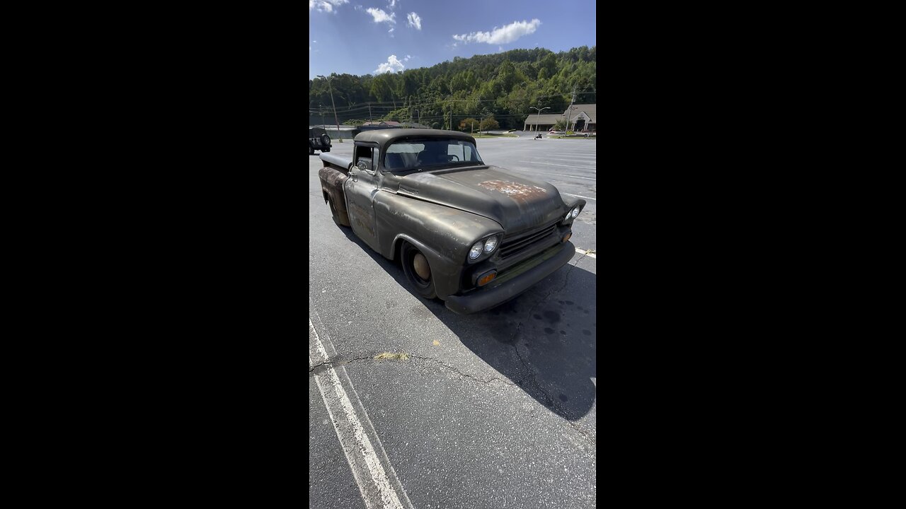 stout and Compact. 1959 Chevy Stepside on a Caprice Chassis. Cool rat rod truck