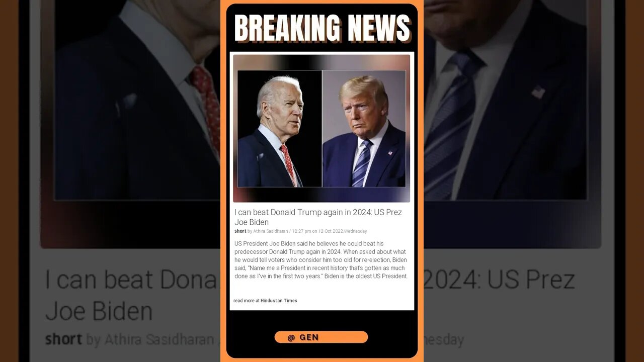Breaking News | I can beat Donald Trump again in 2024: US Prez Joe Biden | #shorts #news
