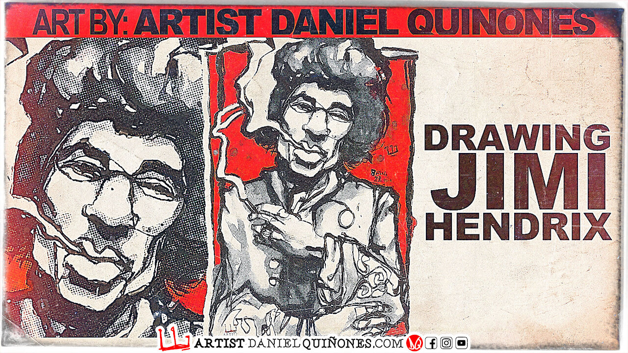Time-Lapse Jimi Hendrix art #2 without lifting pen. Art by: - Artist Daniel Quinones