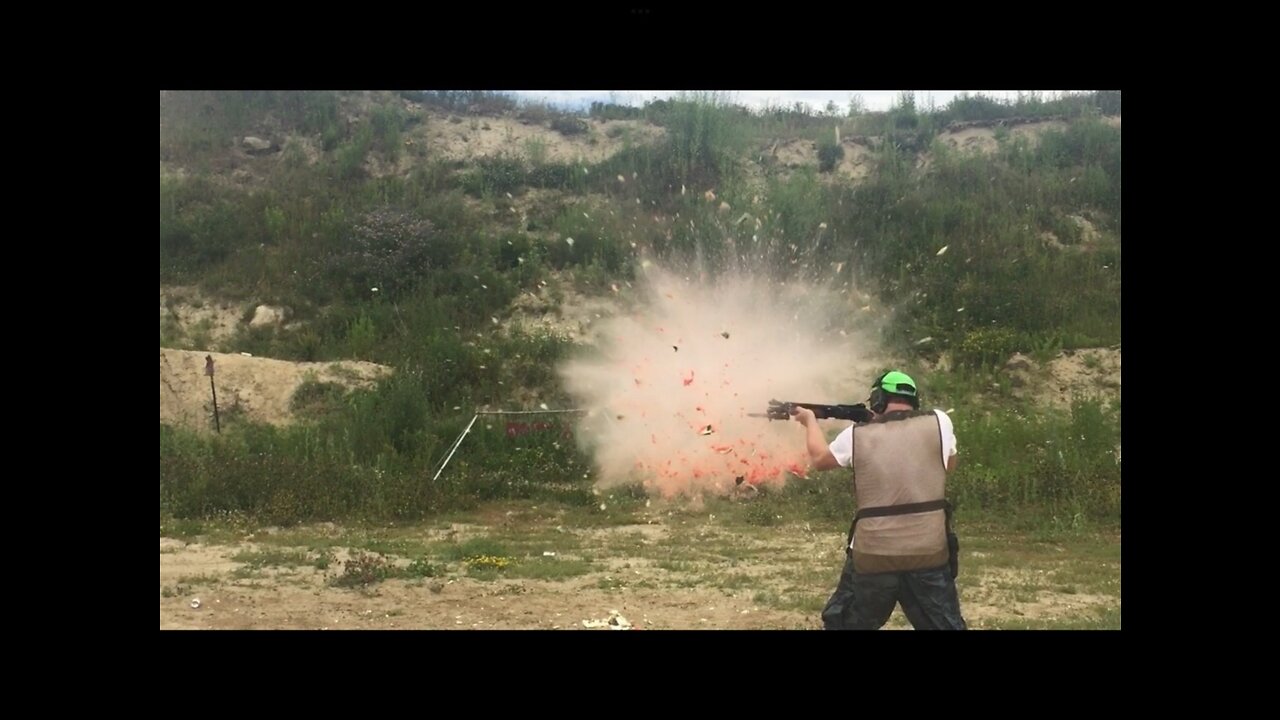 Shooting A Watermelon On A Bayonet With A Shotgun