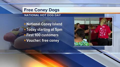 National Coney Island is giving away free hot dogs for National Hot Dog Day