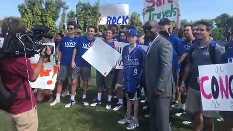 Child gets wish granted, throws out first pitch at Lynn University baseball game