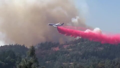 Supertanker drops massive amount of fire prevention in advance of the Glass Fire