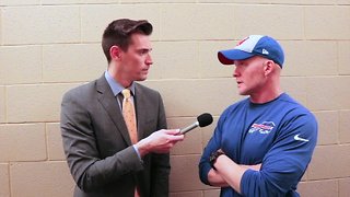 Joe B. talks to Bills coach Sean McDermott after their loss to the Colts