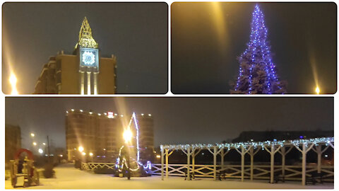 New Years is soon. Christmas tree. First snow