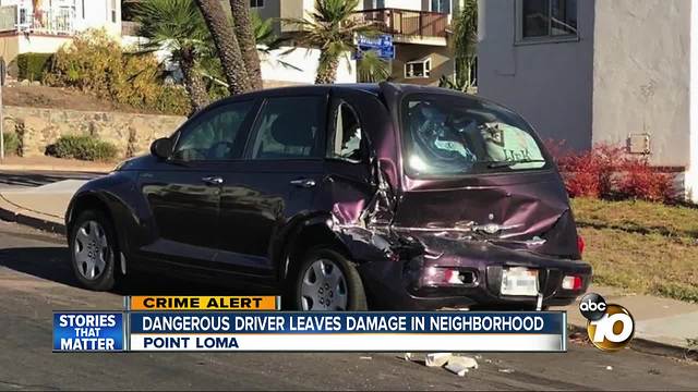 Dangerous driver leaves damage in Point Loma