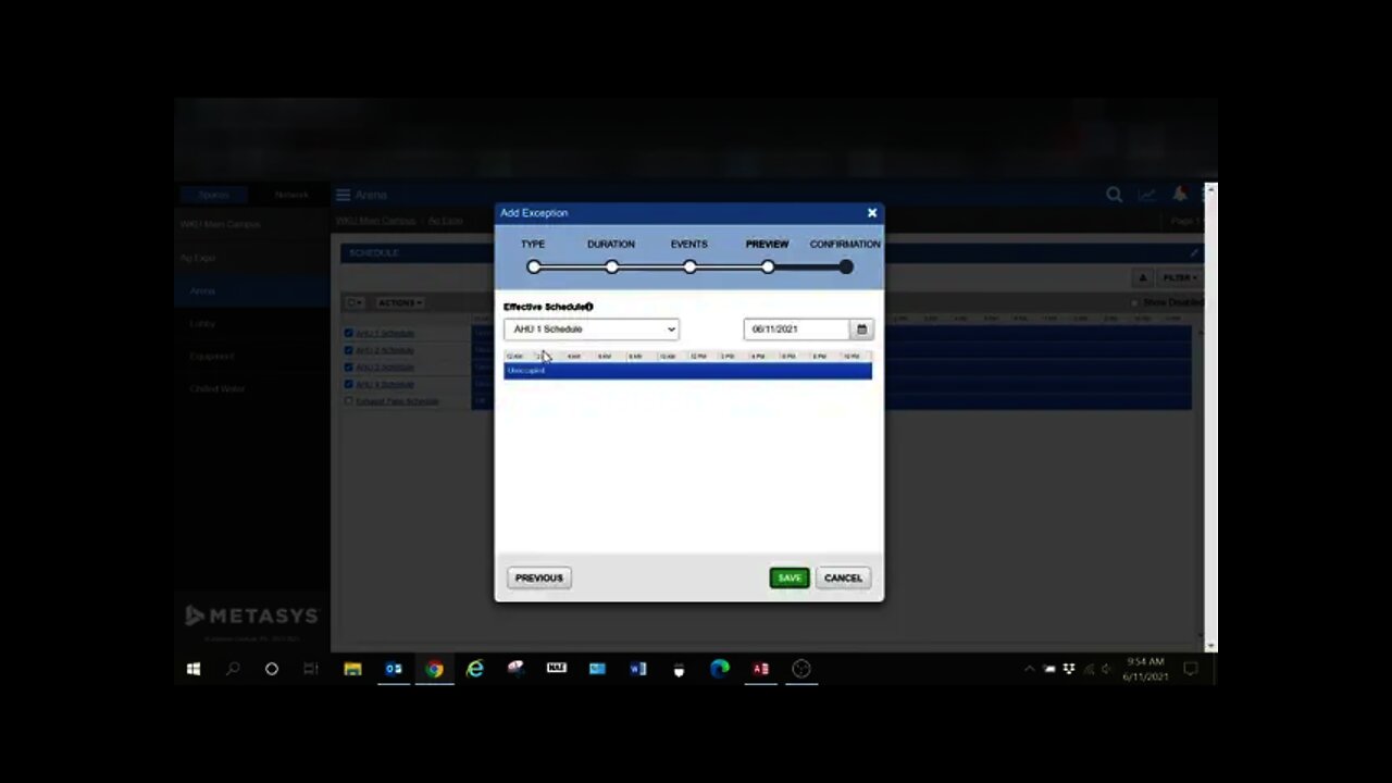 Setting up Schedules in Johnson Controls Metasys MUI