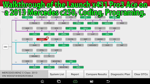 Walkthrough of the Launch x431 Pro3 Ace on a Mercedes C250, Coding, programming.