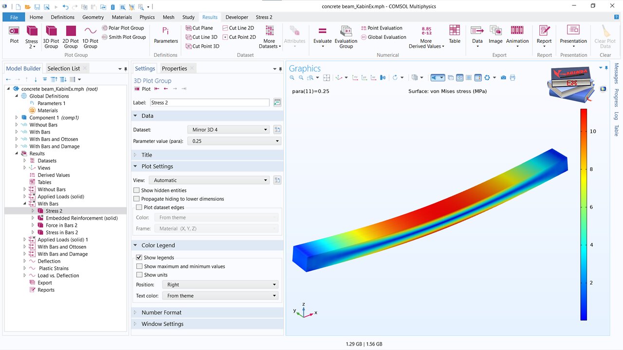 Reinforced Concrete Beam (COMSOL Multiphysics )