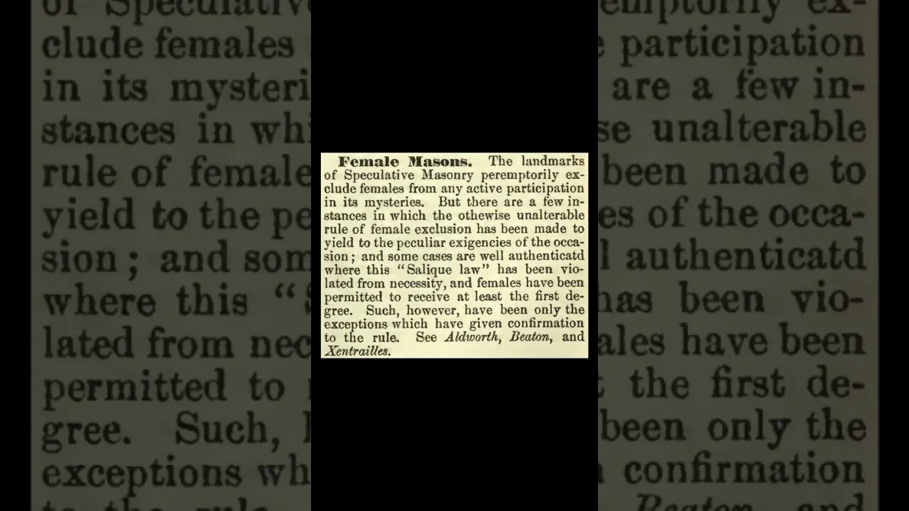 Female Masons: Encyclopedia of Freemasonry By Albert G. Mackey