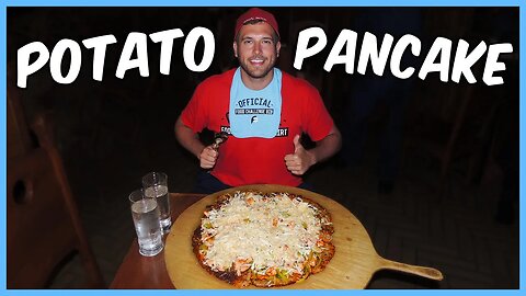 EATING THIS GIANT CHEESY POTATO PANCAKE CHALLENGE OVERWHELMED ME!!!