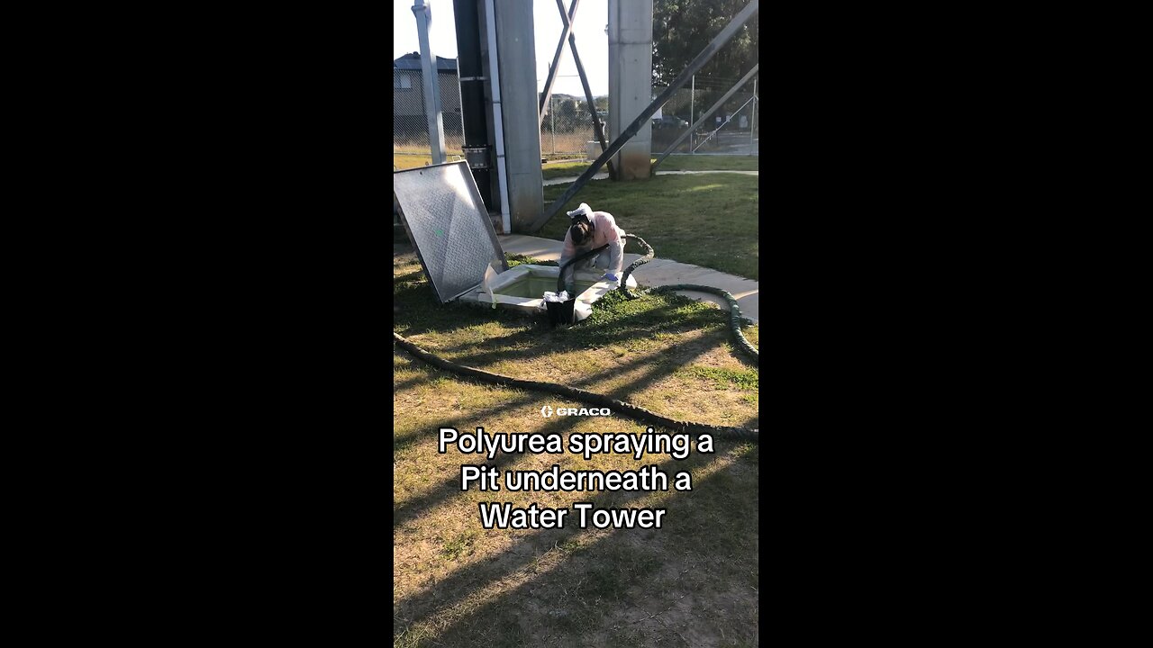 Polyurea Spraying into a Pit