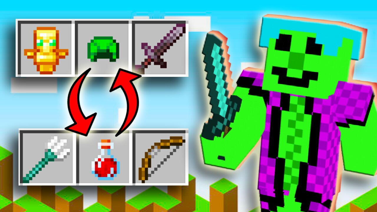 Minecraft But INVENTORY RANDOMIZES Every 15 Seconds!!