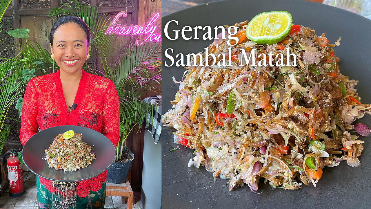 Gerang Sambal Matah, Fried Dried Anchovy with Fresh Shallots Garlic Chilies and Ginger torch Sambal