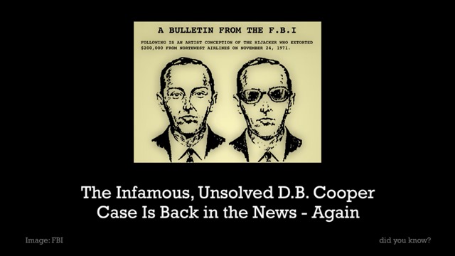 The Infamous, Unsolved D.B. Cooper Case Is Back In The News - Again