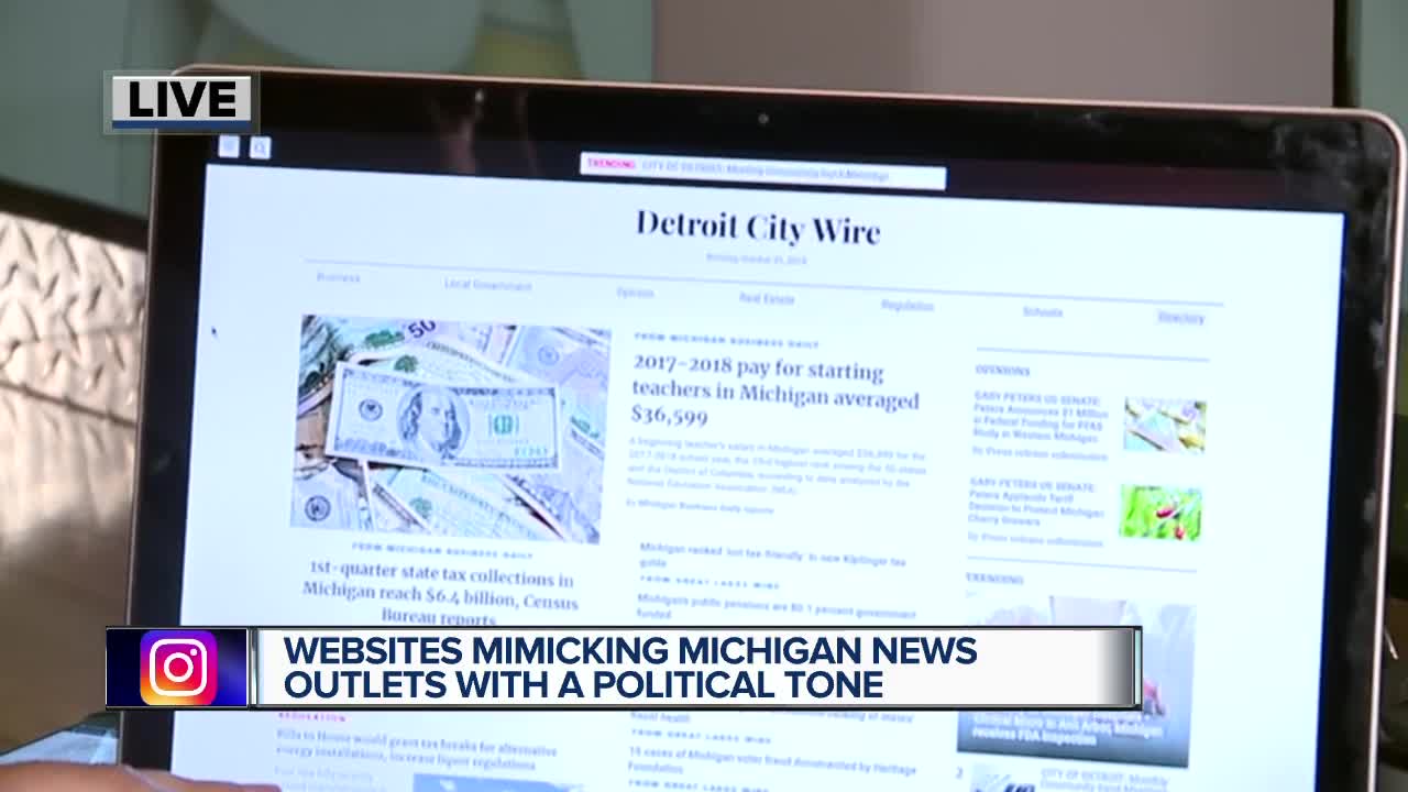 Websites mimicking Michigan news outlets with a political tone