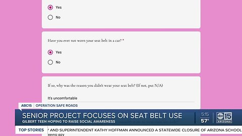 Teen's project aims to make changes in seat belt usage