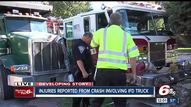 3 firefighters slightly hurt when dump truck collides with fire engine