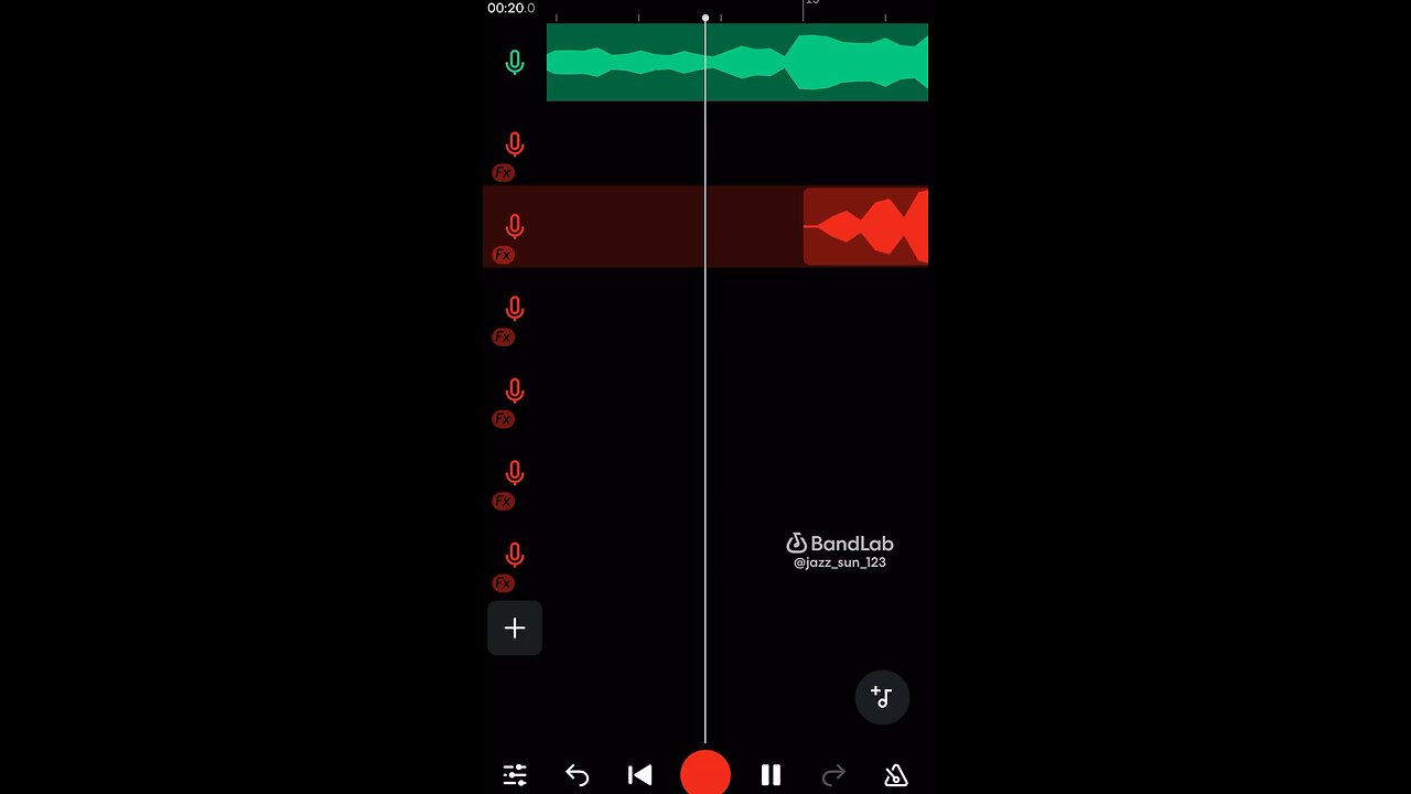 Making a song using iPhone headphones.