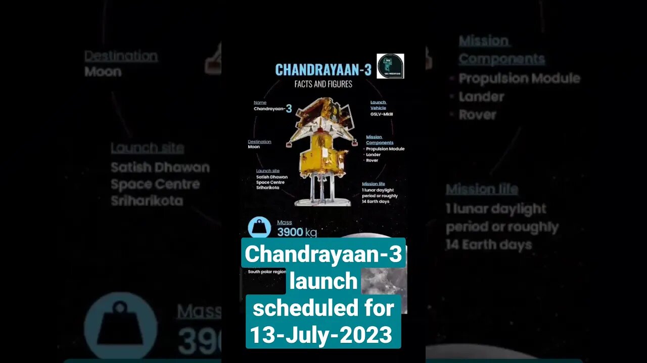 Chandrayaan-3 launch scheduled for 13-July-2023 || #chadrayaan-3 #shortsvideo #youtubeshorts