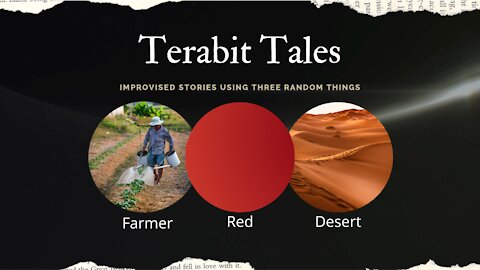 A farmer in the desert, but how does the color red relate?