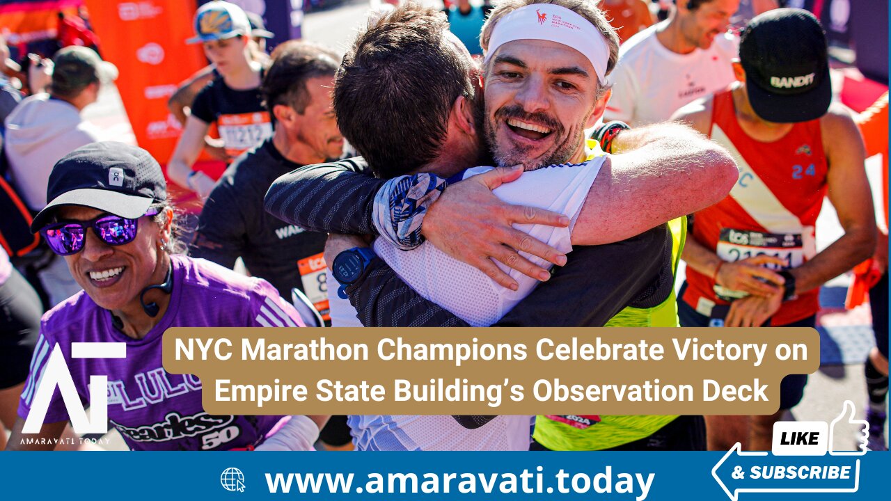 NYC Marathon Champions Celebrate Victory on Empire State Building Observation Deck |Amaravati Today