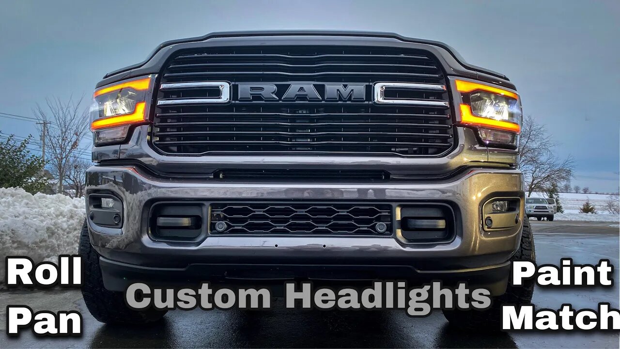 5th Gen Ram Cummins Custom Headlights, Roll Pan, & Tail Lights