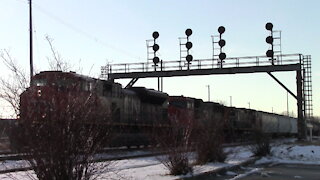 Manifest Train Eastbound CN 8958 CN 5683 & CN 2606 Locomotive In Ontario