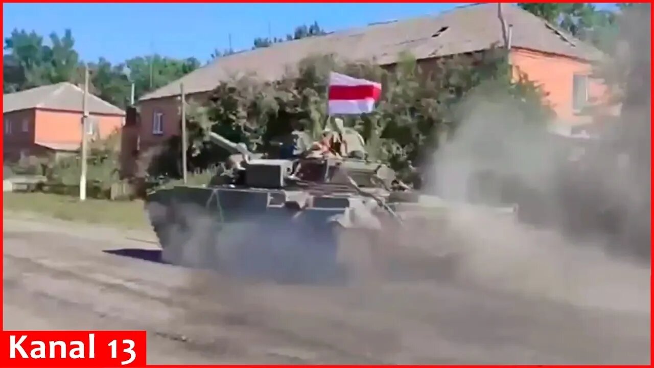 Belarusian volunteers fighting on side of Ukraine entered Kursk - tank with their flag moves there