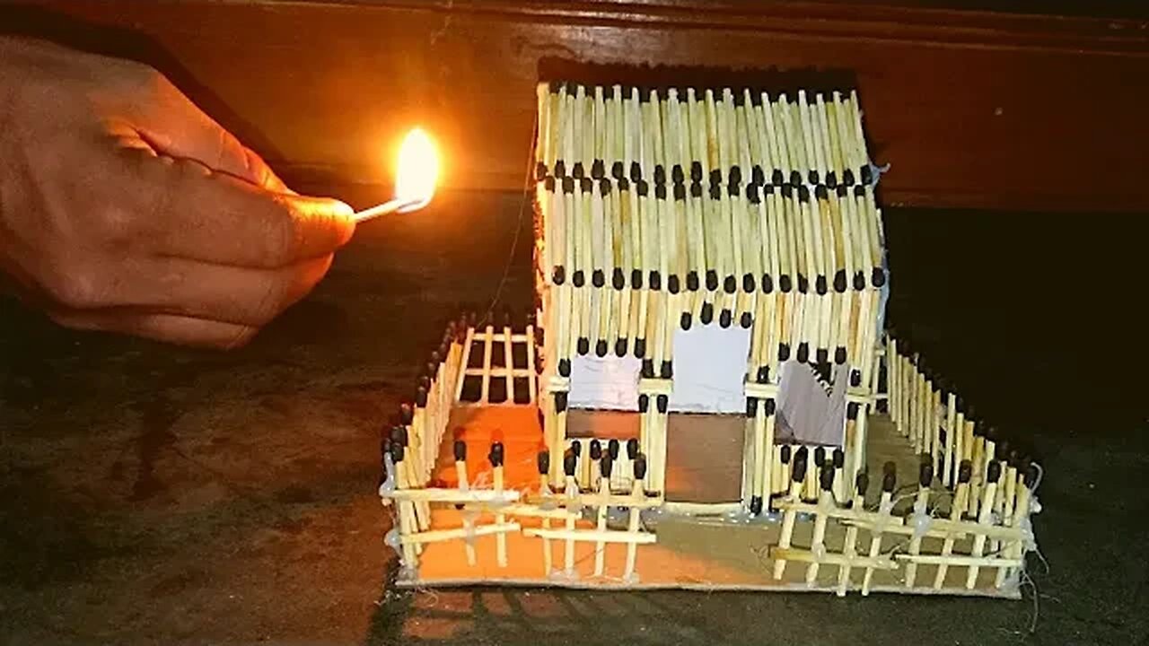 How to Make Match House Fire At Home - Matchstick House - Match House Fire