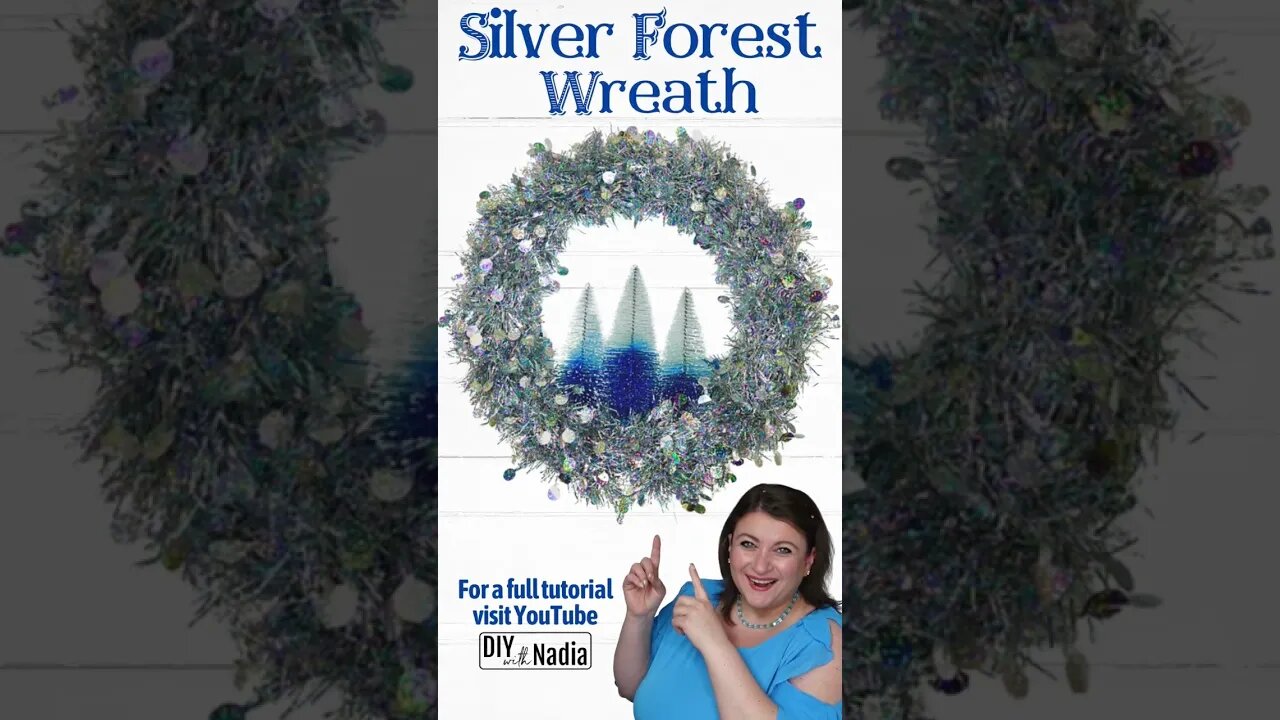 Dollar Tree Christmas Winter Glam Silver Forest Wreath 🎄