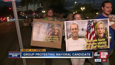 Protesters march outside Jane Castor campaign office ahead of Tampa mayoral election