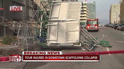 Multiple people hurt in downtown Tulsa scaffolding collapse