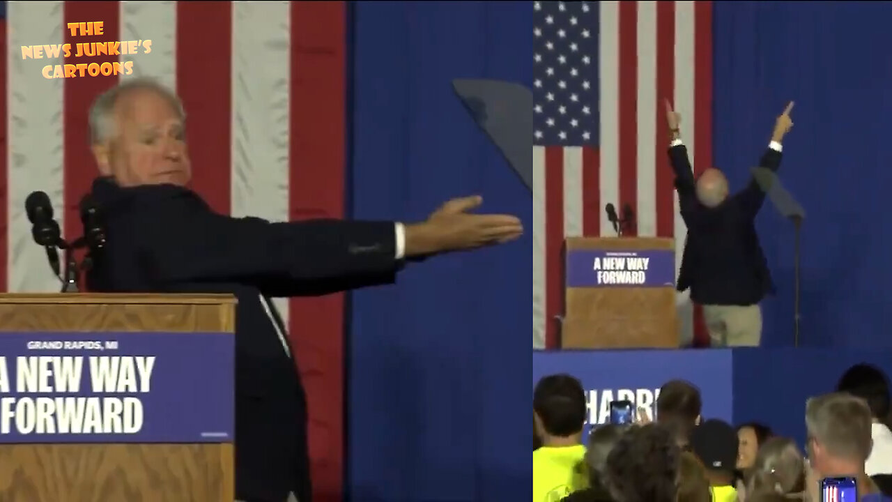 Tim Walz body language at his 35 min pathetic rally in a hallway: "We're not eating cats!"