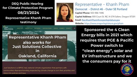 Representative Pham Testifies at the DEQ CPP Hearing