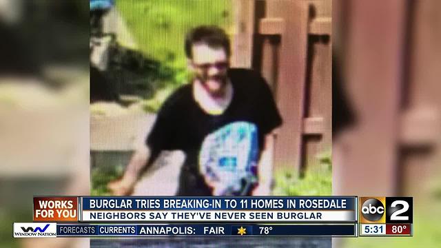 Attempted burglar tries breaking into 11 homes in Rosedale