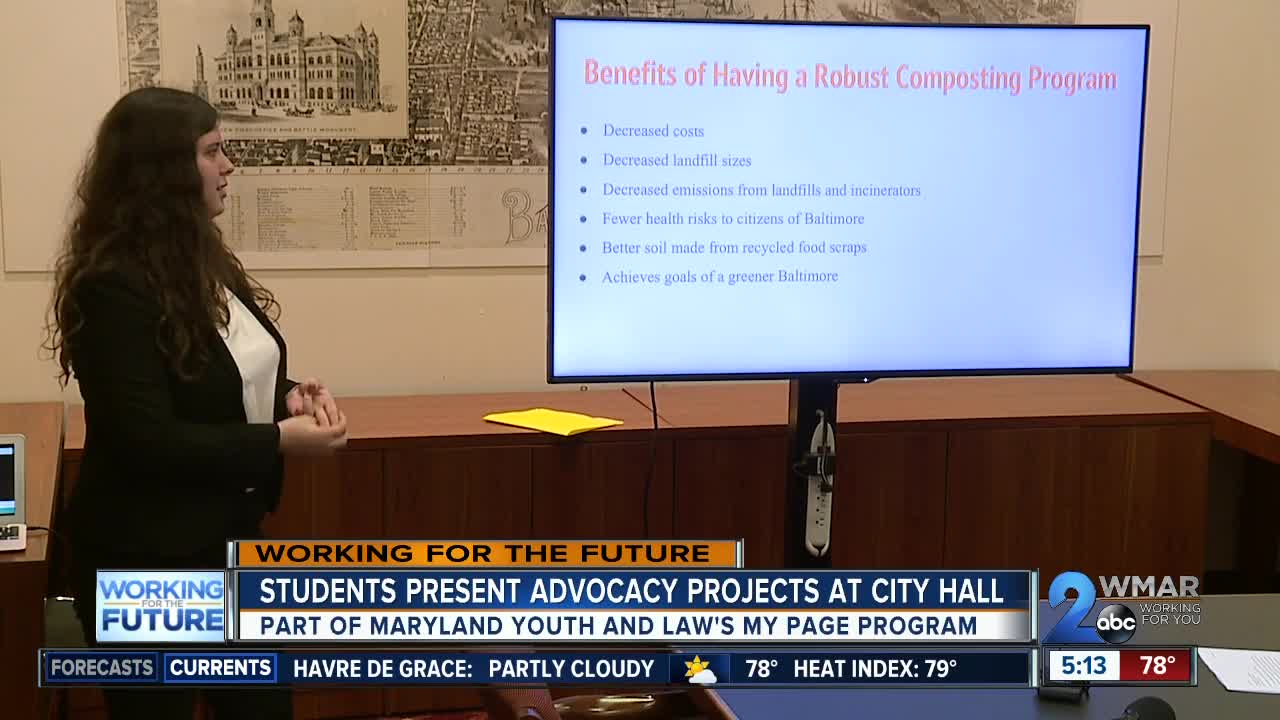 Student present advocacy projects at City Hall