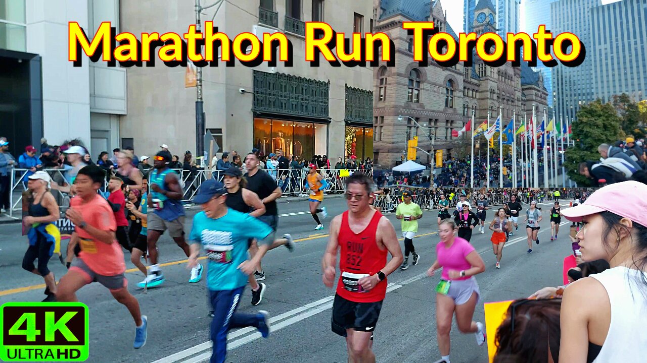 【4K】Toronto biggest 🏃‍♀️🏃‍♂️ Running Downtown Toronto Canada 🇨🇦