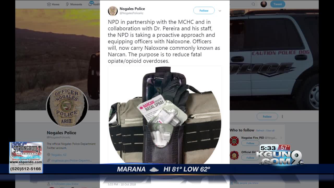 Nogales Police Officers now carry Narcan