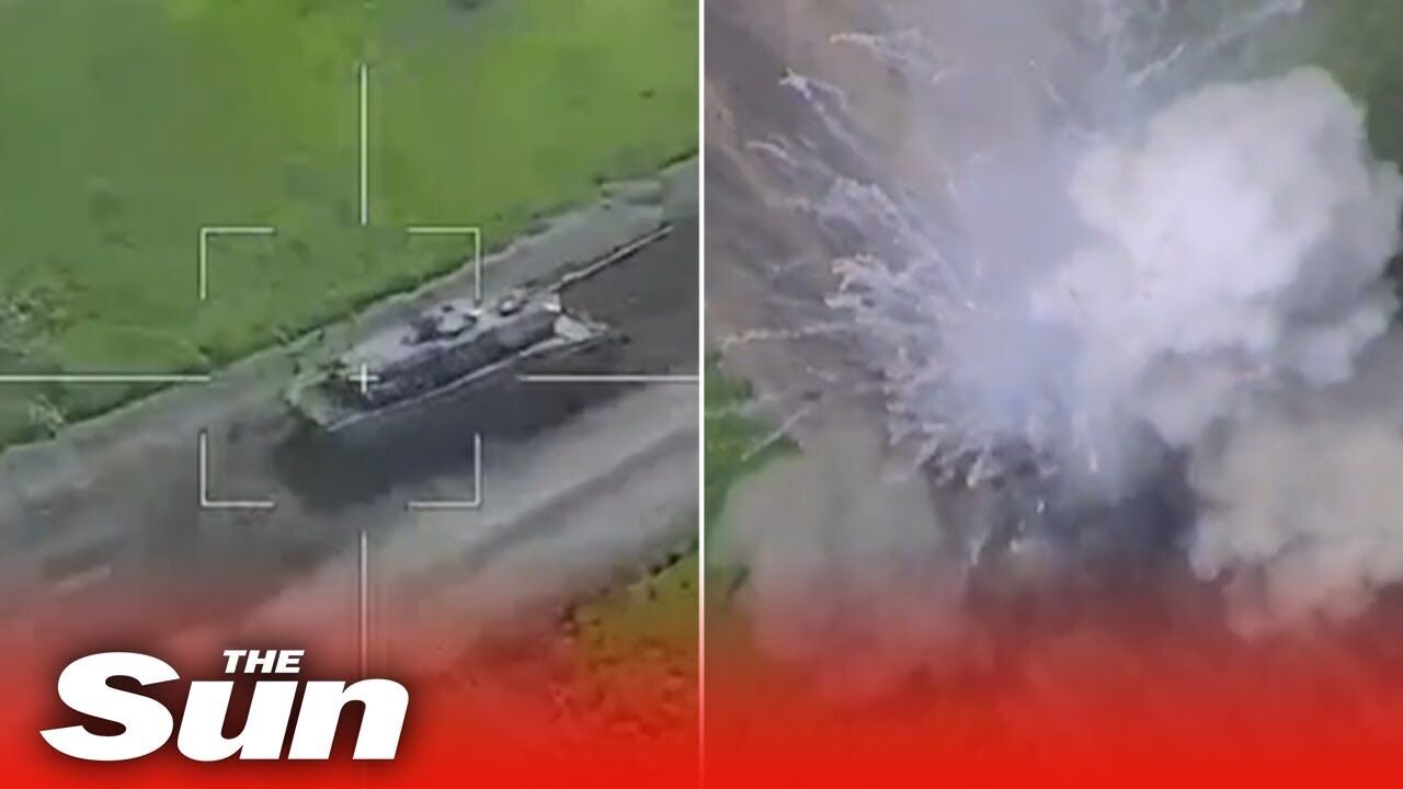 UK Sun propaganda FAIL:Russian tank engulfs in flames after direct hit by Ukrainian