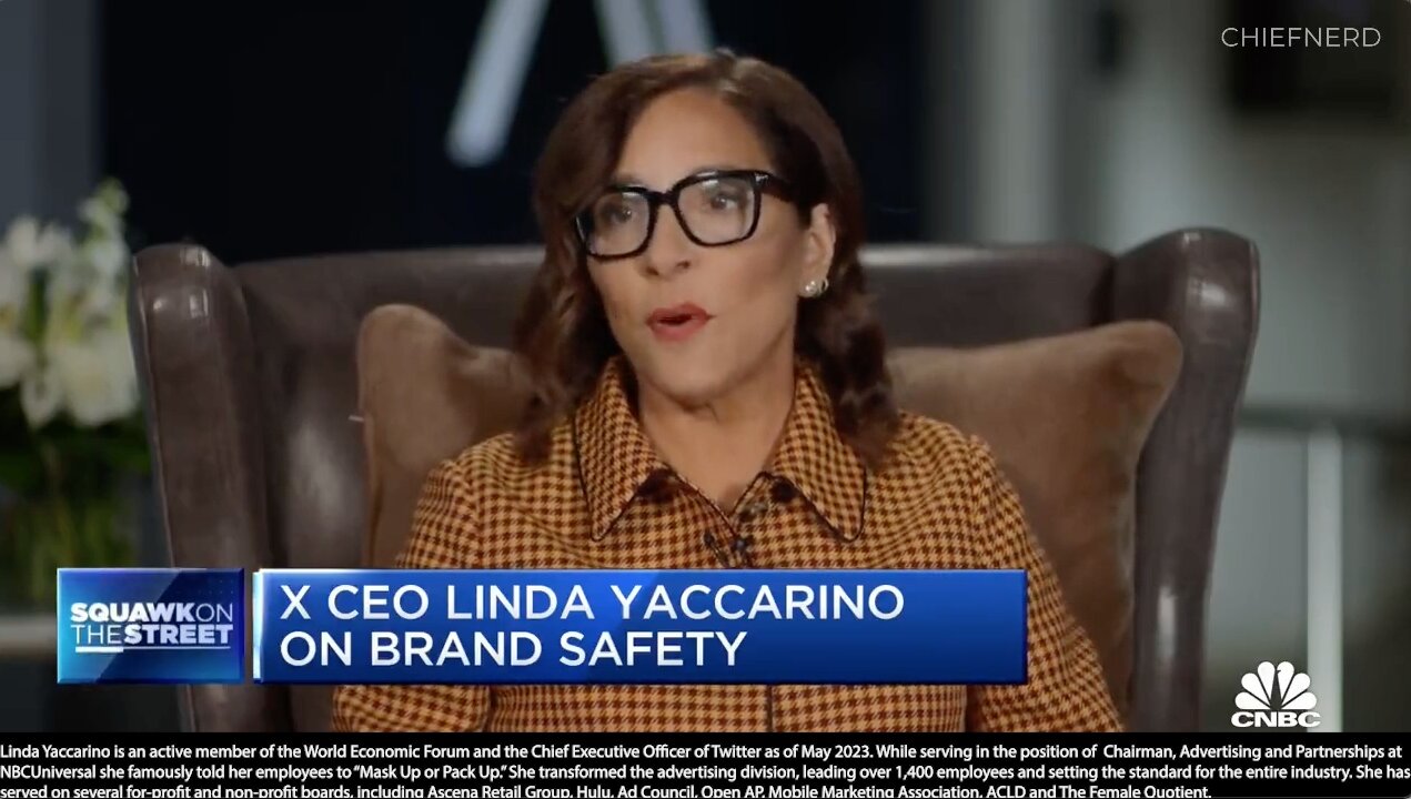 X | Censorship "We Have Introduced a New Policy Called Freedom of Speech Not Freedom of Reach. If You Are Going to Post Something That Is Lawful, But It Is Awful You Get Labeled, Which Means It Cannot Be Shared." - X CEO Linda Yaccarino