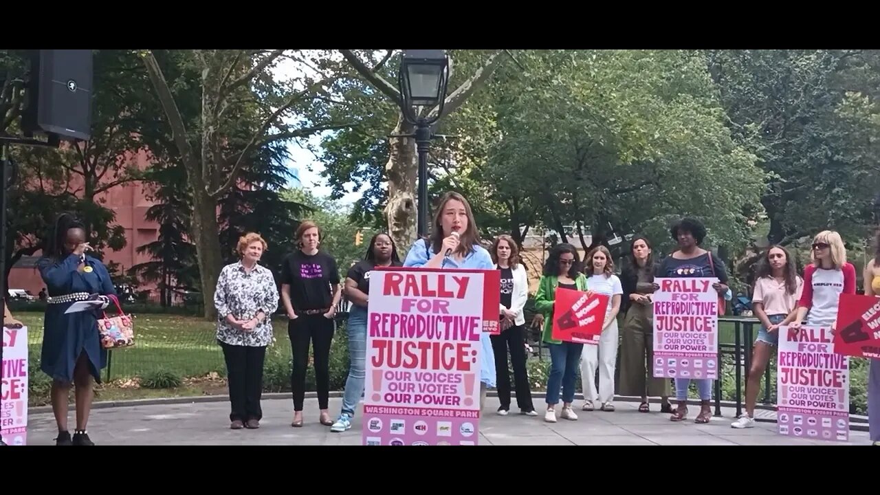 The Rally for Reproductive justice Our Voices Our Votes Our Power at Washington Square Park