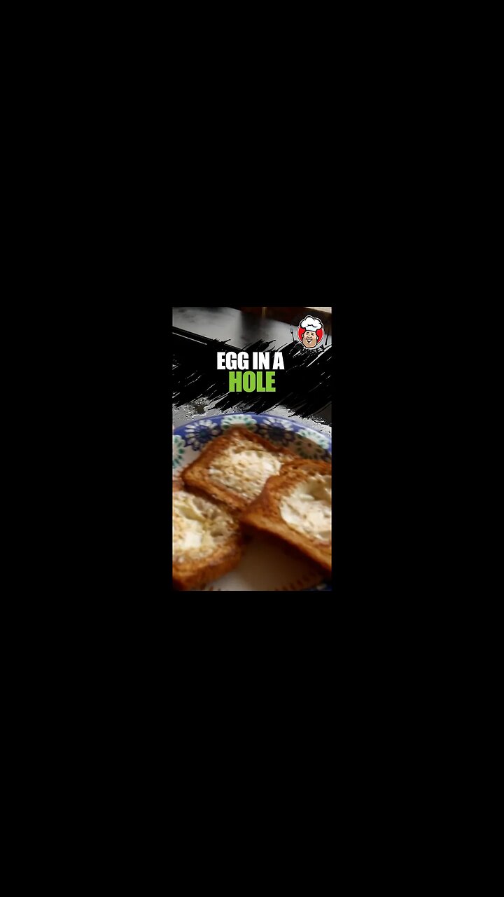 Simple Breakfast with Bacon, Sausage, with an Egg In a Hole